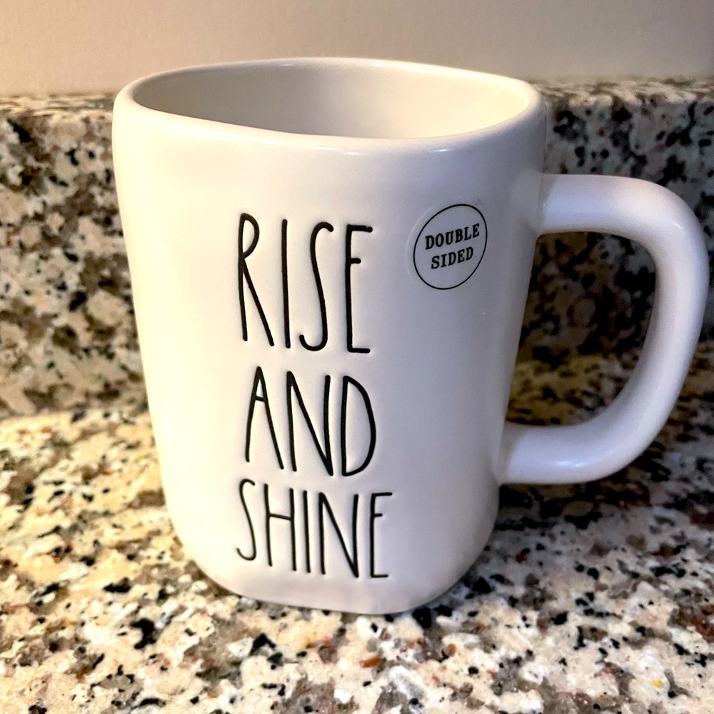 Rae Dunn Rise & Shine white ceramic coffee tea mug NEW